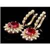 Image 3 : 14k Gold 8.00ct Ruby 1.90ct Diamond Earrings
