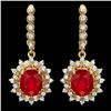 Image 1 : 14k Gold 10.00ct Ruby 1.80ct Diamond Earrings