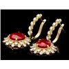 Image 2 : 14k Gold 10.00ct Ruby 1.80ct Diamond Earrings