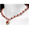 Image 4 : 14k Yellow Gold 80ct Ruby 3.00ct Diamond Necklace