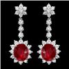 Image 2 : 14k Gold 9.00ct Ruby 3.00ct Diamond Earrings