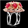 Image 2 : 14k Gold 12.00ct Ruby 1.35ct Diamond Ring