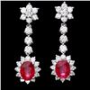 Image 1 : 14k Gold 4.00ct Ruby 2.50ct Diamond Earrings