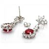 Image 2 : 14k Gold 4.00ct Ruby 2.50ct Diamond Earrings