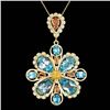 Image 1 : 14k Gold 24.00ct Topaz 1.40ct Diamond Pendant