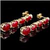 Image 3 : 14k Gold 8.00ct Ruby 0.30ct Diamond Earrings