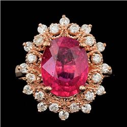 14k Rose Gold 4.00ct Ruby 0.65ct Diamond Ring