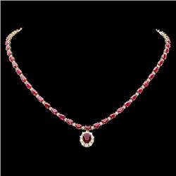 14k Yellow Gold 27ct Ruby 2.50ct Diamond Necklace