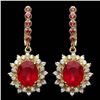 Image 1 : 14k Gold 11.00ct Ruby 1.30ct Diamond Earrings