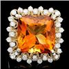Image 1 : 14k Gold 12.00ct Citrine 1.00ct Diamond Ring