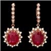 Image 1 : 14k Rose 13.50ct Ruby 1.70ct Diamond Earrings