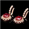 Image 2 : 14k Rose 13.50ct Ruby 1.70ct Diamond Earrings