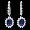 Image 1 : 14k Gold 4ct Sapphire 1.40ct Diamond Earrings