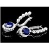 Image 3 : 14k Gold 4ct Sapphire 1.40ct Diamond Earrings