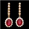 Image 1 : 14k Gold 6.50ct Ruby 1.25ct Diamond Earrings
