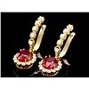 Image 3 : 14k Gold 6.50ct Ruby 1.25ct Diamond Earrings
