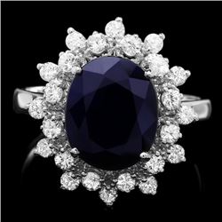 14k Gold 4.00ct Sapphire 0.75ct Diamond Ring