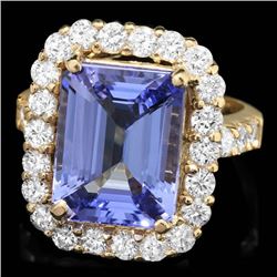 14k Gold 7.60ct Tanzanite 1.80ct Diamond Ring