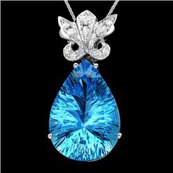 14k Gold 25.00ct Topaz 0.45ct Diamond Pendant