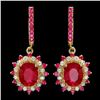Image 2 : 14k Gold 8.55ct Ruby 0.60ct Diamond Earrings