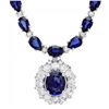 Image 2 : 14k Gold 28ct Sapphire 3.35ct Diamond Necklace