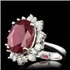 Image 2 : 14k White Gold 11.00ct Ruby 1.15ct Diamond Ring