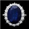 Image 1 : 14k Gold 12.17ct Sapphire 1.48ct Diamond Ring