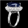Image 2 : 14k Gold 12.17ct Sapphire 1.48ct Diamond Ring