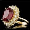 Image 2 : 14k Yellow Gold 11.50ct Ruby 1.65ct Diamond Ring