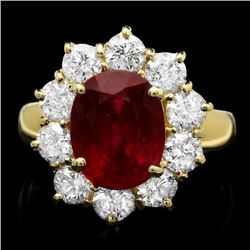 14k Yellow Gold 4.66ct Ruby 1.74ct Diamond Ring