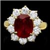 Image 1 : 14k Yellow Gold 4.66ct Ruby 1.74ct Diamond Ring