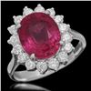 Image 1 : 14K Gold 5.11ct Ruby 0.95ct Diamond Ring