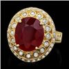 Image 2 : 14k Yellow Gold 6.50ct Ruby 0.80ct Diamond Ring