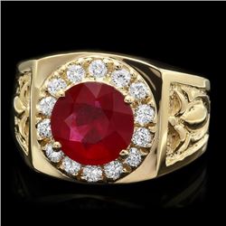 14k Gold 3.00ct Ruby 0.50ct Diamond Mens Ring