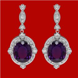 14k Gold 16.35ct Amethyst 1.85ct Diamond Earrings