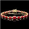 Image 1 : 14k Gold 16.00ct Ruby 0.80ct Diamond Bracelet