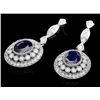 Image 3 : 14k Gold 6ct Sapphire 2.55ct Diamond Earrings