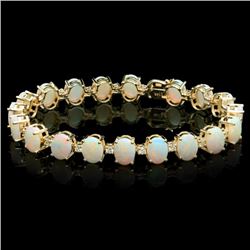 14k Gold 18.00ct Opal 1.50ct Diamond Bracelet