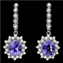 14k Gold 5ct Tanzanite 1.60ct Diamond Earrings