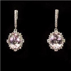 14K Gold 8.95ct Morganite 2.65ct Diamond Earrings