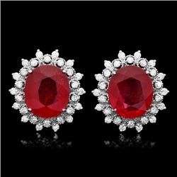14k Gold 14.00ct Ruby 1.50ct Diamond Earrings