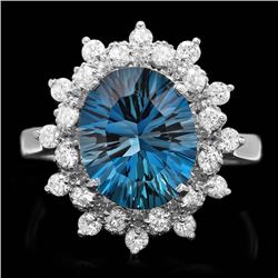 14k White Gold 3.80ct Topaz 0.65ct Diamond Ring
