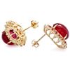 Image 2 : 14k Gold 17.5ct Ruby 0.80ct Diamond Earrings