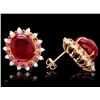 Image 3 : 14k Gold 17.5ct Ruby 0.80ct Diamond Earrings