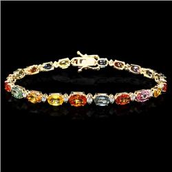 14k Gold 15.00ct Sapphire 0.70ct Diamond Bracelet