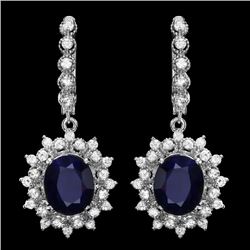 14k Gold 10.00ct Sapphire 1.90ct Diamond Earrings