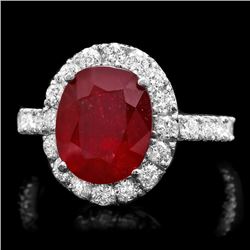 14k White Gold 5.00ct Ruby 1.40ct Diamond Ring