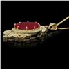 Image 2 : 14K Gold 26.79ct Ruby 1.68ct Diamond Pendant