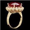 Image 2 : 14k Yellow Gold 14.2ct Ruby 1.26ct Diamond Ring