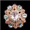 Image 1 : 14k Rose Gold 3.50ct Kunzite 1.25ct Diamond Ring